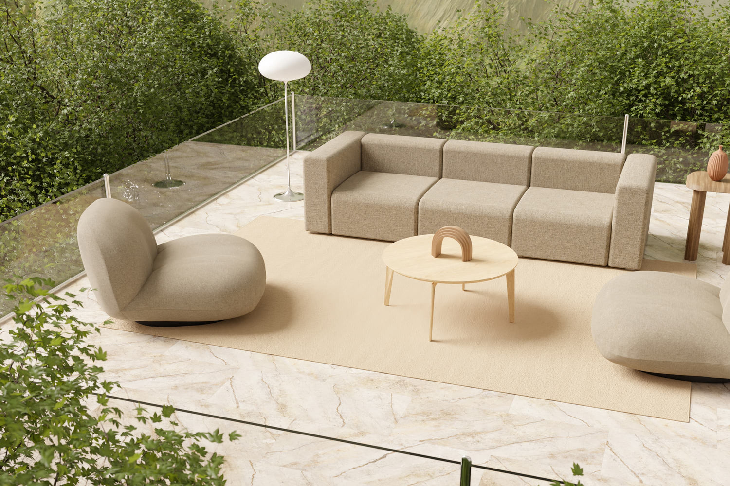 Outdoor Plastic Rug Beige